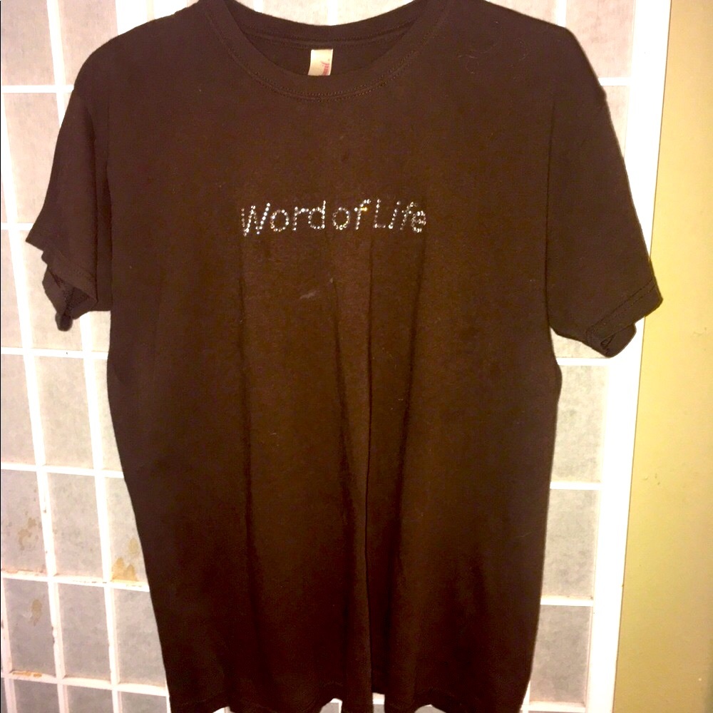 Word of Life Brown Rhinestone T-Shirt M